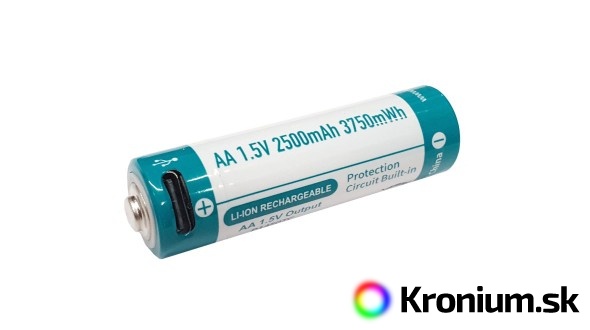 Dobíjateľná USB-C AA batéria Keeppower 2500 mAh